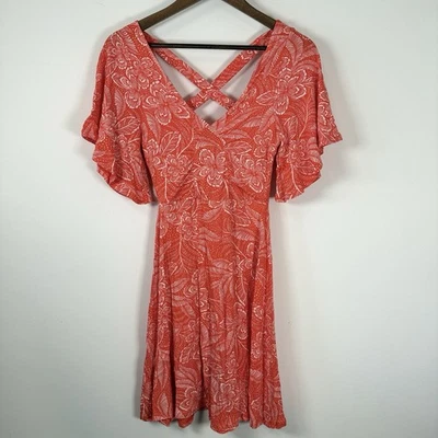 Mujer Rip Curl Floral Solero Naranja Flor Hawaiana Talla Pequeña Foto 1 de 4