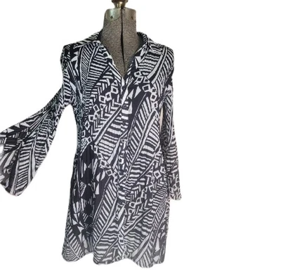 Винтажный 90-х годов Y2K Spense черный белый геометрический Tumblr сетки Расклешенный платье гранж S - Изображение 1 из 4