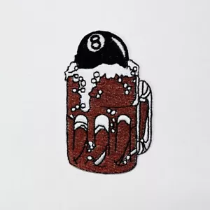 8 Ball Pool Root Beer Patch Tattoo Artwork Emblem for DIY Iron on Clothes Jacket - Picture 1 of 10