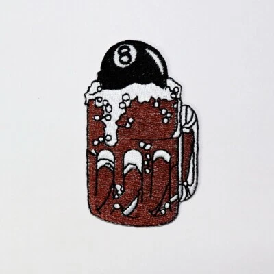 8 Ball Pool Root Beer Patch Tattoo Artwork Emblem for DIY Iron on Clothes Jacket - Image 1 of 4