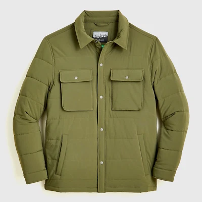 NWT $188 J.Crew Men's MEDIUM  Eco Nordic PrimaLoft Shirt Jacket Catskill Green - Image 1 of 4