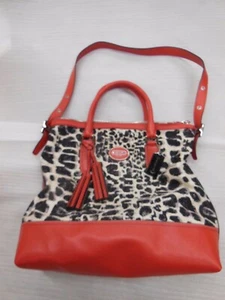 COACH Park Ocelot Leopard Print Tote Purse Bag w/Red Leather Trim 17 in. x 14in. - Picture 1 of 5
