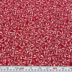 Red & White Peppermint Candies Timeless Treasures 2007 Cotton Remnant 9" x 43" - Picture 1 of 2