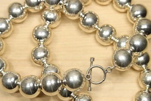 Heavy Vintage Sterling Silver Bead Necklace DFDD X007A - Picture 1 of 2