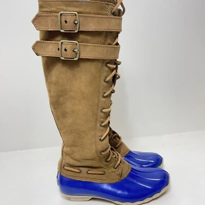 Botas altas impermeables de cuero albatros Sperry Top Sider azules con cordones talla 7 Foto 1 de 4