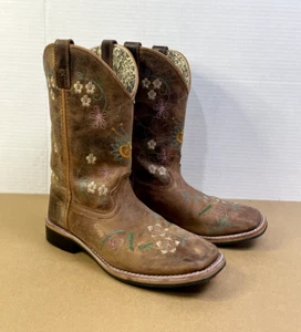 Smoky Mountain Boots Women’s Size 5 R Floral Brown Embroidered Square Toe 3843Y - Picture 1 of 9