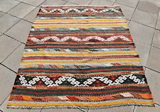 Custom Size Sofreh Kilim 4'9 x 5'9 ft. Vintage Anatolian Color Full Kilim Rug