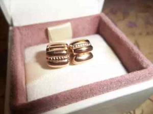 Genuine Authentic Pandora Rose Gold Dots and Ridges Clip Charms PAIR 780446 - Picture 1 of 3