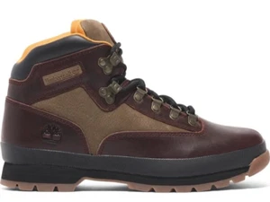 Timberland Euro Hiker Mid Burgundy Multicolor Boots Full Grain Leather 10 A2P27 - Picture 1 of 15
