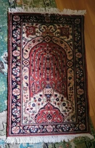 "Hermosa alfombra vintage de lana oriental persa acento hermosa 41""x24" - Imagen 1 de 4