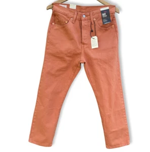 NWT Levis Premium 501 Womens Original Cropped Jeans 27x26 Orange Garment Dye $98 - Picture 1 of 7