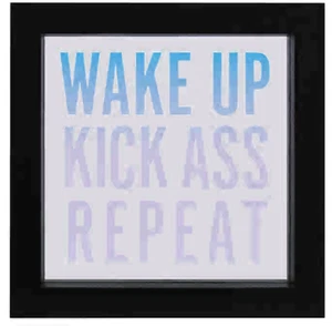 Brand NEW - LED "Wake Up, Repeat" Sentiment Framed Wall Art - Lights UP - Picture 1 of 2