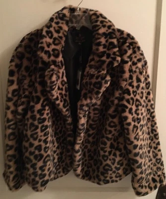CHAQUETA ABRIGO JADE y MARFIL IMITACIÓN PIEL ESTAMPADO LEOPARDO Para Mujer Talla MEDIANA NUEVA CON ETIQUETAS Foto 1 de 4
