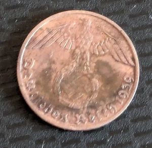 Deutschland Drittes Reich Münze 1 Reichspfennig 1939 J mit Hakenkreuz - Bild 1 von 2
