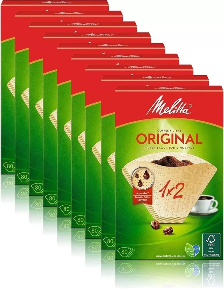 Melitta 1x2 Kaffeefilter Original – 720 Stück/9x80er Pack - ungebleicht - Natur - Bild 1 von 1