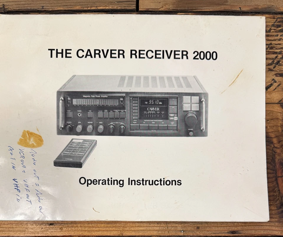 Receptor Carver Modelo 2000 Propietario/Manual de Usuario *Original* Foto 1 de 1