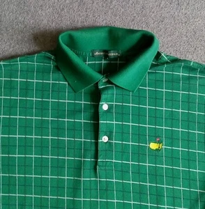 Masters Plaid Polo Shirt Men's L Green Augusta National Pima Cotton - Picture 1 of 8