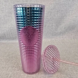 Starbucks Studded Iridescent Pink Blue Gradient Tumbler 24oz Cold Cup 2021 mit Ta - Bild 1 von 4
