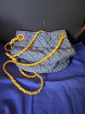 Bolso Bandolera I MAGNIN Design Studio Vintage Azul Acolchado Cadena Correa  Foto 1 de 4