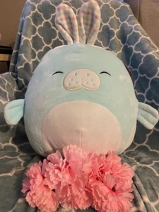 NWT - Squishmallows - Easter Squad - 8" Abel the Manatee with Bunny Ears!! - Picture 1 of 7