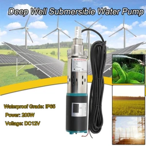 200W 12V Stainless Steel Submersible Pump Deep Well Water Solar Powered DC Pump - Picture 1 of 11