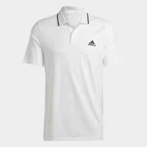 adidas Men' White/Black Essential Pique Small Logo Polo Shirt (IC9312) Size M - Picture 1 of 6
