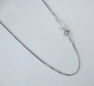 Catena Scatola 1mm Italiana .925 Placcata Rodio Over Argento Sterling 16,18,20,22,24" - Foto 1 di 1