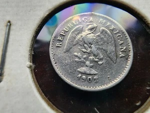 1902 CNq MEXICO SILVER 5 CENTAVOS COIN - Picture 1 of 4