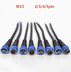 M15 waterproof Cable male&female LED power cord industrial connector 2/3/4/5 pin - Picture 1 of 3