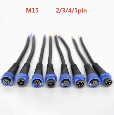 M15 waterproof Cable male&female LED power cord industrial connector 2/3/4/5 pin - Image 1 of 3