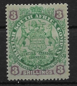 RHODESIEN SG36 1896 3/= GRÜN & MAUVE AUF BLAU MTD POSTFRISCH (r) - Bild 1 von 1