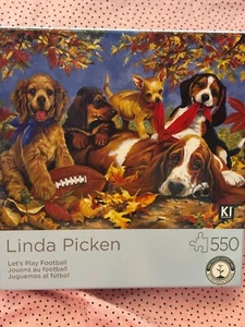 Linda Picken Jigsaw Puzzle "Let's Play Football" 550 Pieces 24"x18" BRAND NEW - Picture 1 of 4