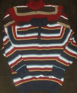 Boys Gymboree Mock Neck 1/4 Zip Sweaters Size Medium 7 - 8 striped vguc lot of 2 - Picture 1 of 5