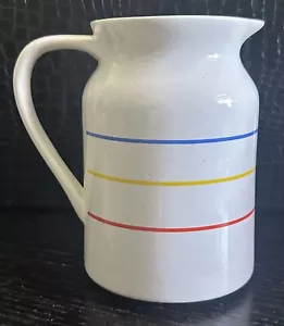 Vintage Retro 80er Keramik Keramik Krug rot gelb blau weiß gestreift 6,5" - Bild 1 von 4