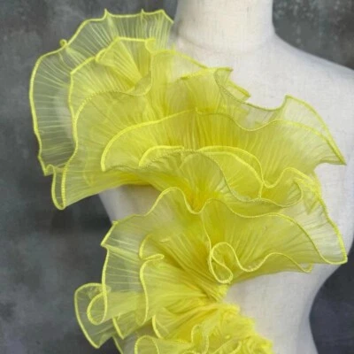1/3/5yards Double Layered Pleated Organza Trim Ruffled Edge Fabric for Sew DIY - Image 1 of 4