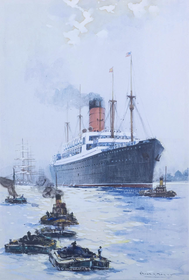 Cunard Liner Carpathia Outward Bound from Liverpool 35" Painting Canvas Print - Image 1 of 1