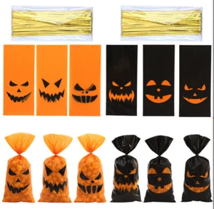 100X Halloween Süßigkeit Tüten Cellophan Geschenktüten mit Bindestreifen - Bild 1 von 18