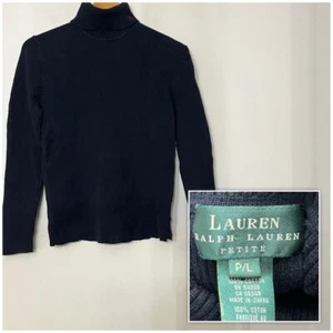 Lauren Ralph Lauren Womens Sweater Navy Ribbed Made in Japan 100% Cotton Sz L P - Picture 1 of 8
