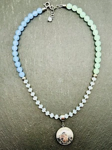 Leonardo Schmuck Anhänger Kette Hals Grüne und Blaue Perlen - Bild 1 von 3