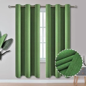 Thermal Insulated Grommet Curtains Drapes 2 Panels Green 42x72" AllJoy - Picture 1 of 5