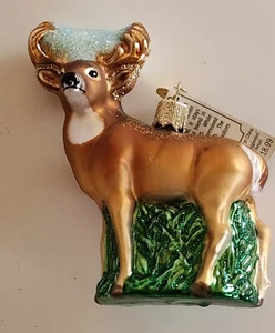 2004 NWT Old World Christmas: Whitetail Deer Holiday Ornament OWC Merck Look! - Picture 1 of 9