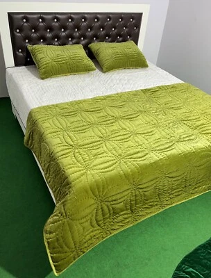 Olive Green velvet quilt king velvet blanket velvet comforter queen bedding set - Image 1 of 4