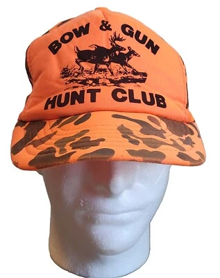 Bow & Gun Hunt Club Men's Blaze Orange Camo Baseball Hat Snapback Vintage Flaw - Image 1 of 4