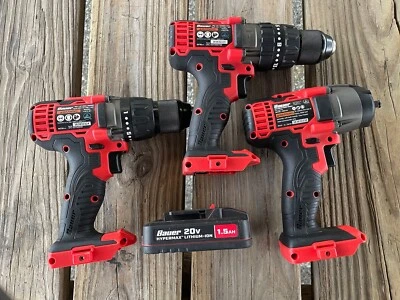 Lot Of 3 Bauer Tools 1/2”Hammer Drill 1/2” Drill 3/8” Impact Wrench 1.5 AH BAT - Image 1 of 4