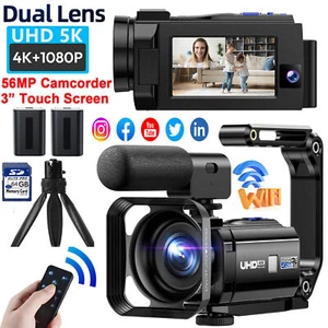 5K 56MP Video Camera Camcorder, 16X Digital Zoom IR Night Vision Vlogging Camera - Picture 1 of 14