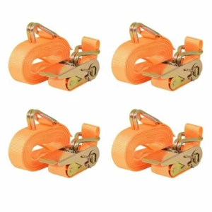 SET 4 CINGHIE CON GANCI TENDITORE A CRICCHETTO 25mm X 5 METRI 680 Kg 1500 lb - Foto 1 di 3