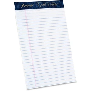 Ampad Gold Fibre Notepads 5" x 8" College Ruled White 50 Sheets/Pad 12 Pads/Pack - Picture 1 of 5