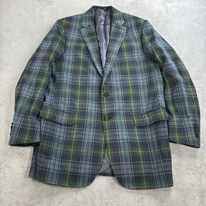 Blazer cappotto sportivo Ben Silver Charleston misto lino verde a quadri uomo 42L preppy - Foto 1 di 13