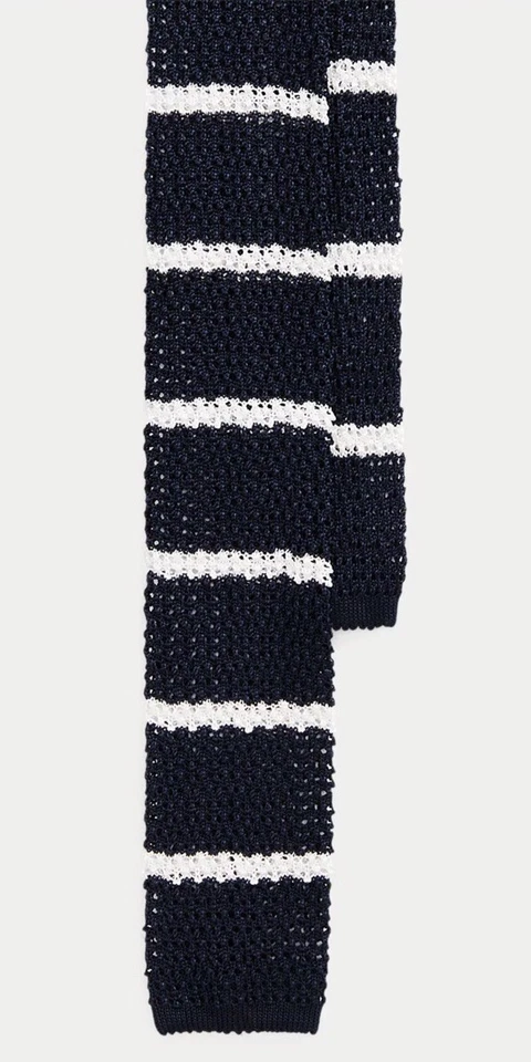 Corbata italiana de lana tejida a rayas Ralph Lauren azul Foto 1 de 4