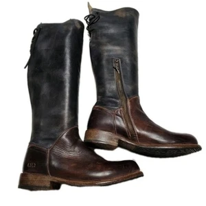 Bed Stu Cobbler Series Soft Ltr Manchester 2-Tone Black Brown Knee High Boots 8 - Picture 1 of 12